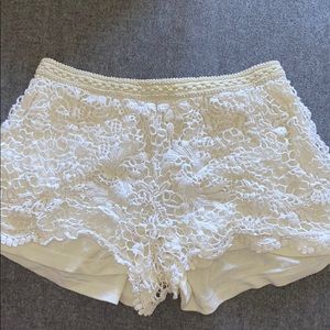 Lace White Cream Shorts